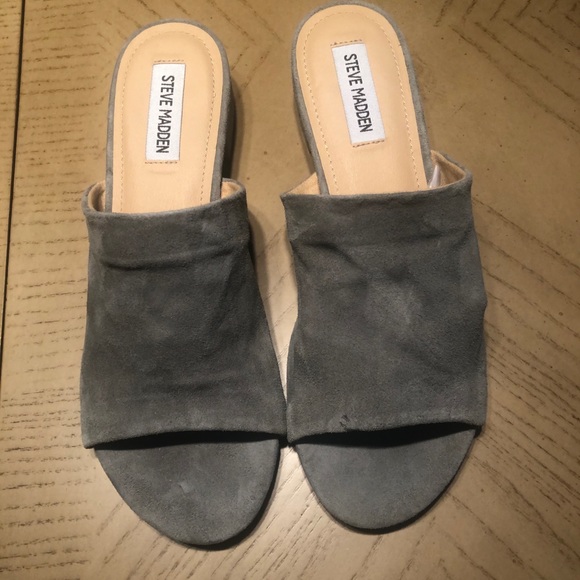 Steve Madden Gray Suede Slide Sandals Size 7.5 - Picture 3 of 5